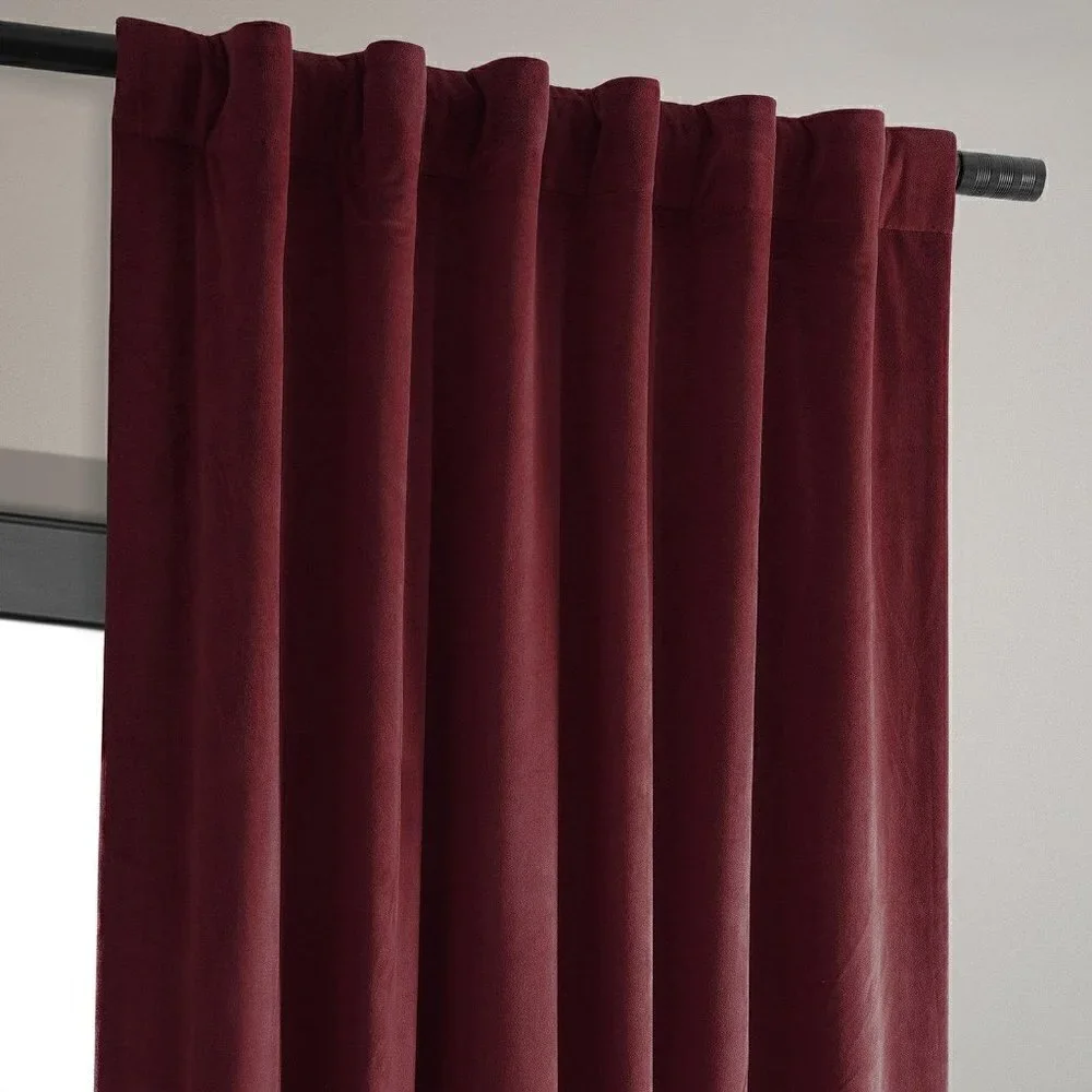 Signature Burgundy Blackout Velvet Curtain Single Panel, 50